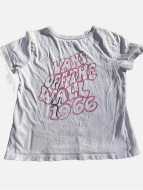 Vans Vintage White Short Sleeve Tee with Pink Logo & White Vans Side Tag